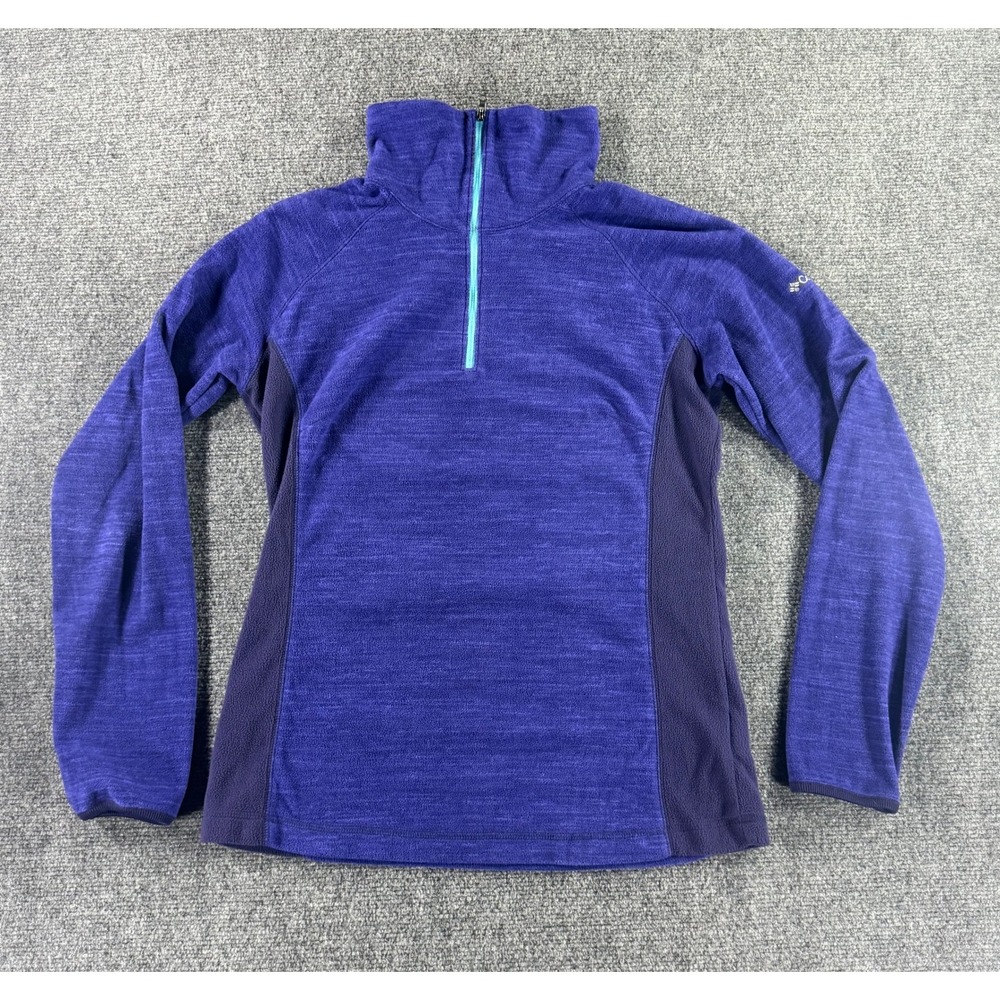 Columbia Womens Purple Space Dye Quarter Zip Fleece Pullover Mock Neck Medium